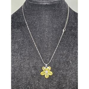 18K Gold Plated Yellow Flower Pendant On Adjustable Chain 16-19"
